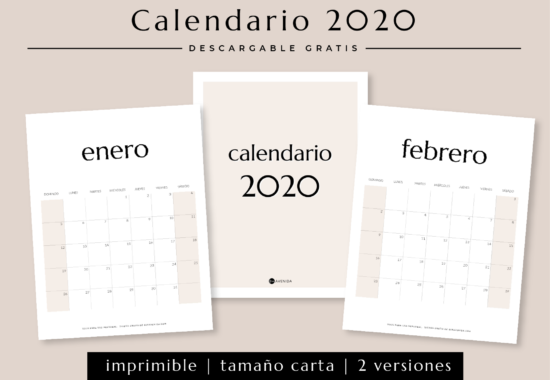 Calendario 2020 imprimible