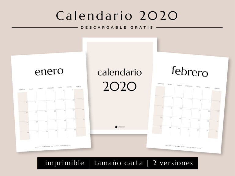 Calendario 2020 imprimible